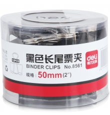 得力（deli）筒裝長尾票夾黑色 50mm 1# 8561（12只/筒，48筒/件）